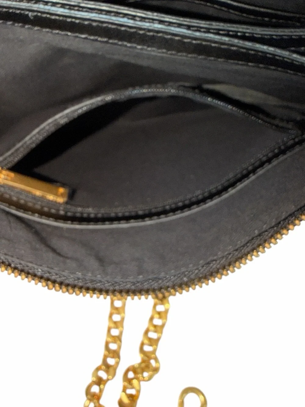 Ted Baker London Black Leather Crossbody Gold Chain Straps NWT Dust Bag Black
